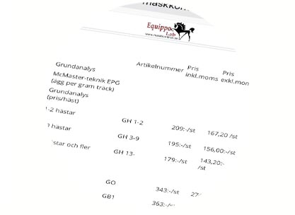 prislista för träck analyser
